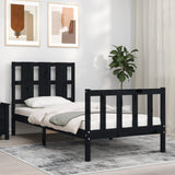 Bed Frame without Mattress Black 100x200 cm Solid Wood Pine 3192225