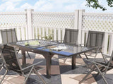 7 Piece Outdoor Dining Set with Extendable Table and 6 Folding Chairs for Patio, Balcony, Deck, Grey T3398P327928