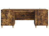 Desk with Shelf Smoked Oak 142.5 x 50 x 75 cm Engineered Wood 3414581