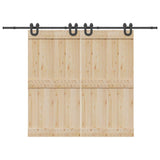 Sliding Door Hardware Kit 366 cm Steel Black 3295789