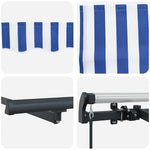 Retractable Awning Manual Blue and white 400 x 200 cm Fabric 3329778
