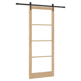 Sliding Door Natural 83 x 232 cm Solid Pine Wood and Glass 3332337