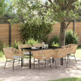 Garden Dining Set with Cushion 7 pcs Brown Powder-Coated Steel 3380929