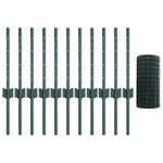 Fence with Posts Green 0.4 x 25 m Steel 3336004