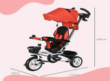 Metal Frame 6 in 1 Baby Push Tricycle with Parent Handle for 1-5 Years Old, Red T3398P348155