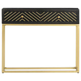 Console Table Black and Gold 90x30x75 cm Solid Mango Wood 286518