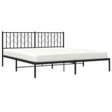 Metal Bed Frame without Mattress with Headboard Black 183x213cm 374442