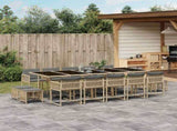 15 Piece Garden Dining Set with Cushions Mix Beige Poly Rattan 3211536