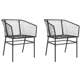Garden Chair Black PE Rattan, Powder-Coated Steel Durable 369098