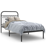 Metal Bed Frame without Mattress with Headboard Black 90x190cm 376592