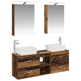 Bathroom Furniture Set 5 pcs Old Wood Engineered Wood and Glass 3406837