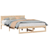 Bed Frame with Headboard Natural 160 x 200 cm Solid Pine Wood 873265