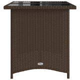 Garden Table with Glass Top Brown 110x68x70 cm Poly Rattan 366351