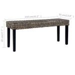 ZNTS Bench 110 cm Black Natural Kubu Rattan and Solid Mango Wood 285790