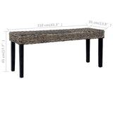 ZNTS Bench 110 cm Black Natural Kubu Rattan and Solid Mango Wood 285790