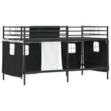 Kids'Loft Bed Frame with Curtains Black 80 x 200 cm 42020788