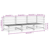 Garden Sofa 3-Seater White Solid Wood Pine 837950