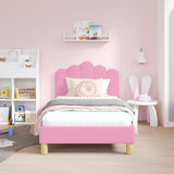 Children's Bed Frame with Headboard Pink 80 x 160 cm Fabric 42011047