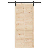 Sliding Door Brown 80 x 208 cm Solid Pine Wood 3381195