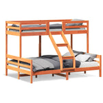 ZNTS Bunk Bed without Mattress 90x200/140x200 cm Wax Brown Solid Wood 3207176