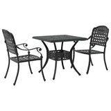 Garden Table Set 3 pcs Black Cast Aluminium 3334725