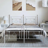 Metal Bed Frame without Mattress with Footboard White 150x200cm 374408
