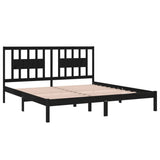 3104087 Bed Frame without Mattress Black Solid Wood 200x200 cm