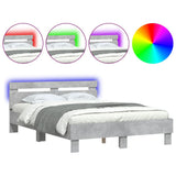 Bed Frame with LED without Mattress Concrete Grey 120x190 cm Small Double 3207577