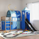 Bunk Bed without Mattress with Slide and Curtains Blue 90x190 cm Single 3284180