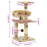 Cat Tree with Sisal Scratching Posts 65 cm Paw Prints Beige 170610