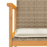 Garden Chairs with Cushions 2 pcs Beige Poly Rattan&Solid Wood 368713