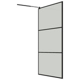 Walk-in Shower Wall with Shelf Black 115x195 cm ESG Glass&Aluminium 3185485