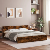 Bed Frame Smoked Oak Engineered Wood, Plywood Super King Durable 3207466