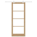 Sliding Door Natural 93 x 232 cm Solid Pine Wood and Glass 3332235