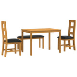 Dining Set 4 pcs Black Solid Oak Wood 3430307