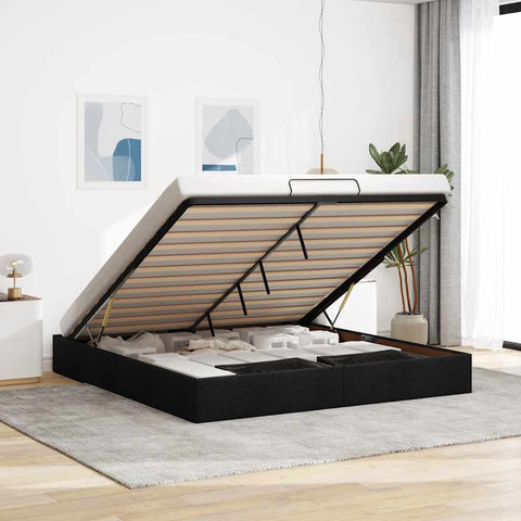 Ottoman Bed Frame without Mattress Black Super King Fabric 3310924