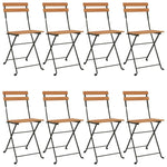 Folding Bistro Chairs 8 pcs Solid Wood Teak and Steel 3152111