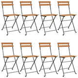 Folding Bistro Chairs 8 pcs Solid Wood Teak and Steel 3152111