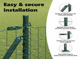 Fence Post with Concrete Base 26 pcs Green Powder-Coated Steel 3350225