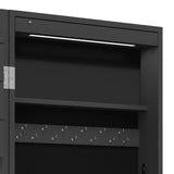 Mirror Jewellery Cabinet with LED Lights Wall Mounted Black 353233