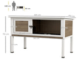 Wooden Guinea Pig Hutch, Small Animal Cage with Slide-out Tray, Openable Asphalt Roof, 84 x 43 x T3398P350036