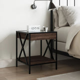 Bedside Table with Infinity LED Brown Oak 40x40x49 cm 3284100