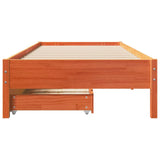 ZNTS Bed Frame without Mattress Wax Brown 90x190 cm Single Solid Wood Pine 3301733