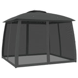 Gazebo with Double Roof and Mesh Walls Anthracite 2.93x2.93 m Steel 368449