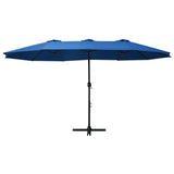 Garden Parasol Blue Polyester fabric, Aluminium pole and ribs Large 47303