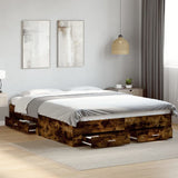 Bed Frame with Drawers without Mattress Smoked Oak 160x200 cm 3280374
