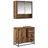 Bathroom Furniture Set with Door 2 pcs Old Wood Engineered Wood 3402506