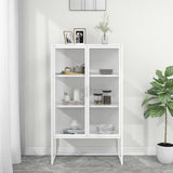 Highboard White 80x35x135 cm Steel and Tempered Glass 335884