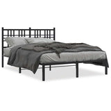 Metal Bed Frame without Mattress with Headboard Black 120x200cm 376322