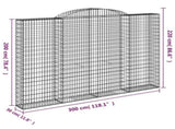 Arched Gabion Baskets 3 pcs 300x30x200/220 cm Galvanised Iron 3146612